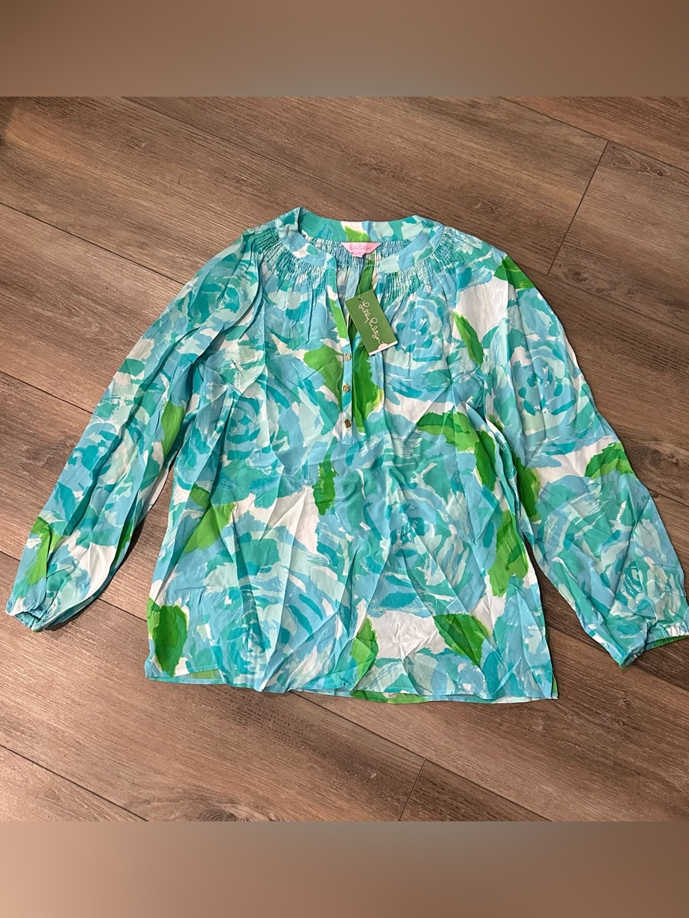 NWT Lilly Pulitzer Elsa Silk Top, Size Large, Poolside Blue!